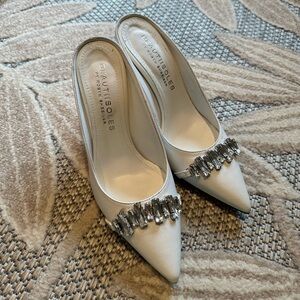 Beautiisoles White Embellished Heels